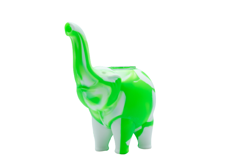 Pipa 12cm Silicona Elefante Verde Blanco - Productos Genéricos