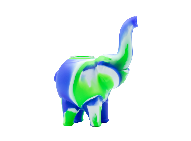 Pipa 12cm Silicona Elefante Azul Verde Blanco - Productos Genéricos